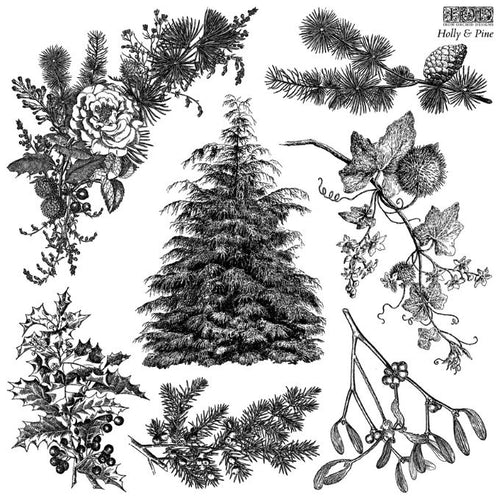 IOD Decor Stamp Holly and Pine *Limited Edition*